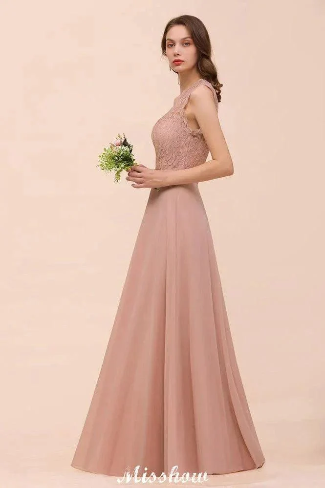 One Shoulder Chiffon Bridesmaid Dress Dusty Pink Wedding Guest Dress for Bride - Image 5