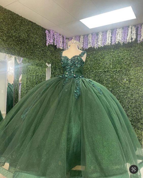 One Shoulder Green Quinceanera Dress Green Ball Gown  Y612 - Image 2