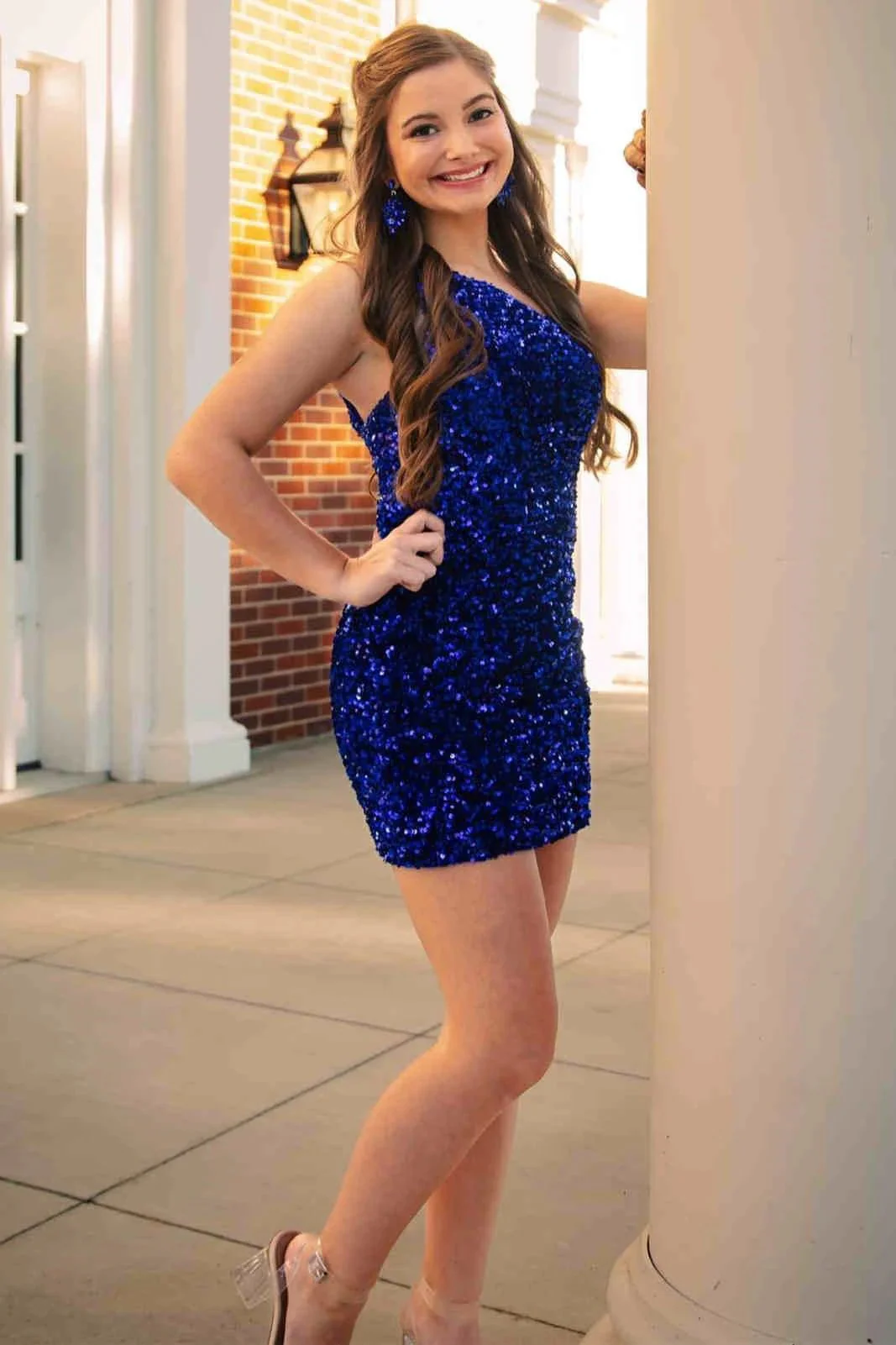 One Shoulder Green Tight Homecoming Dress SYH17 - Image 2