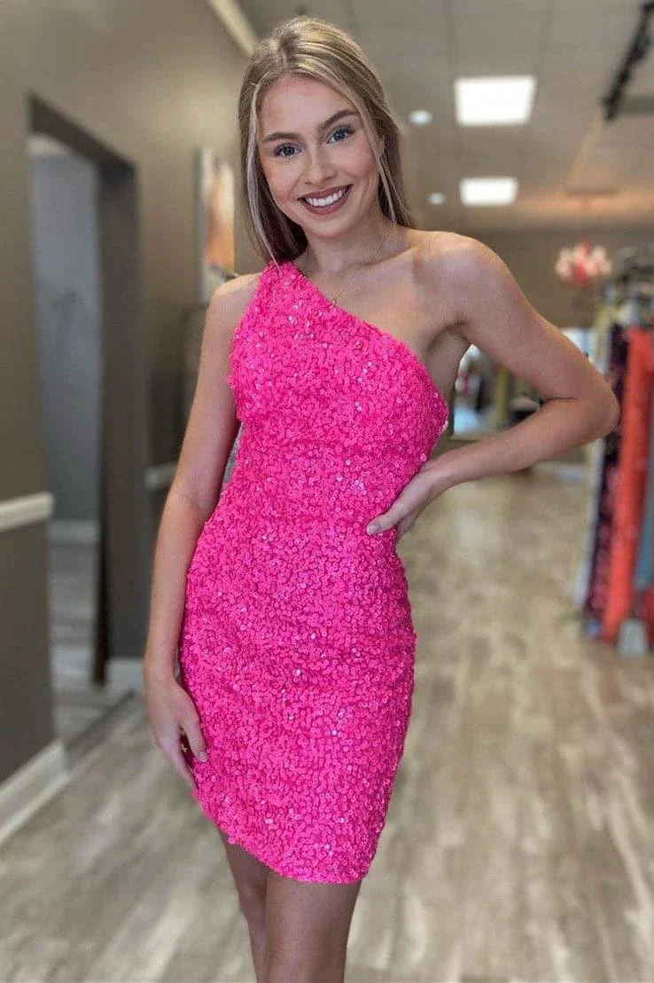 One Shoulder Green Tight Homecoming Dress SYH17 - Image 6