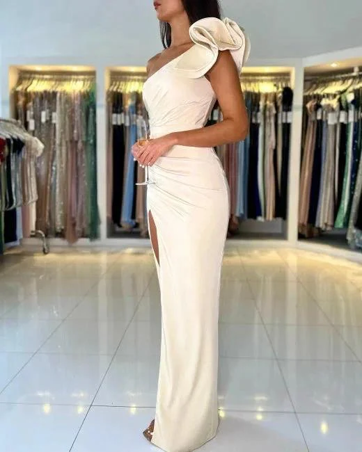 One Shoulder Mermaid High Split Prom Dress - Image 3
