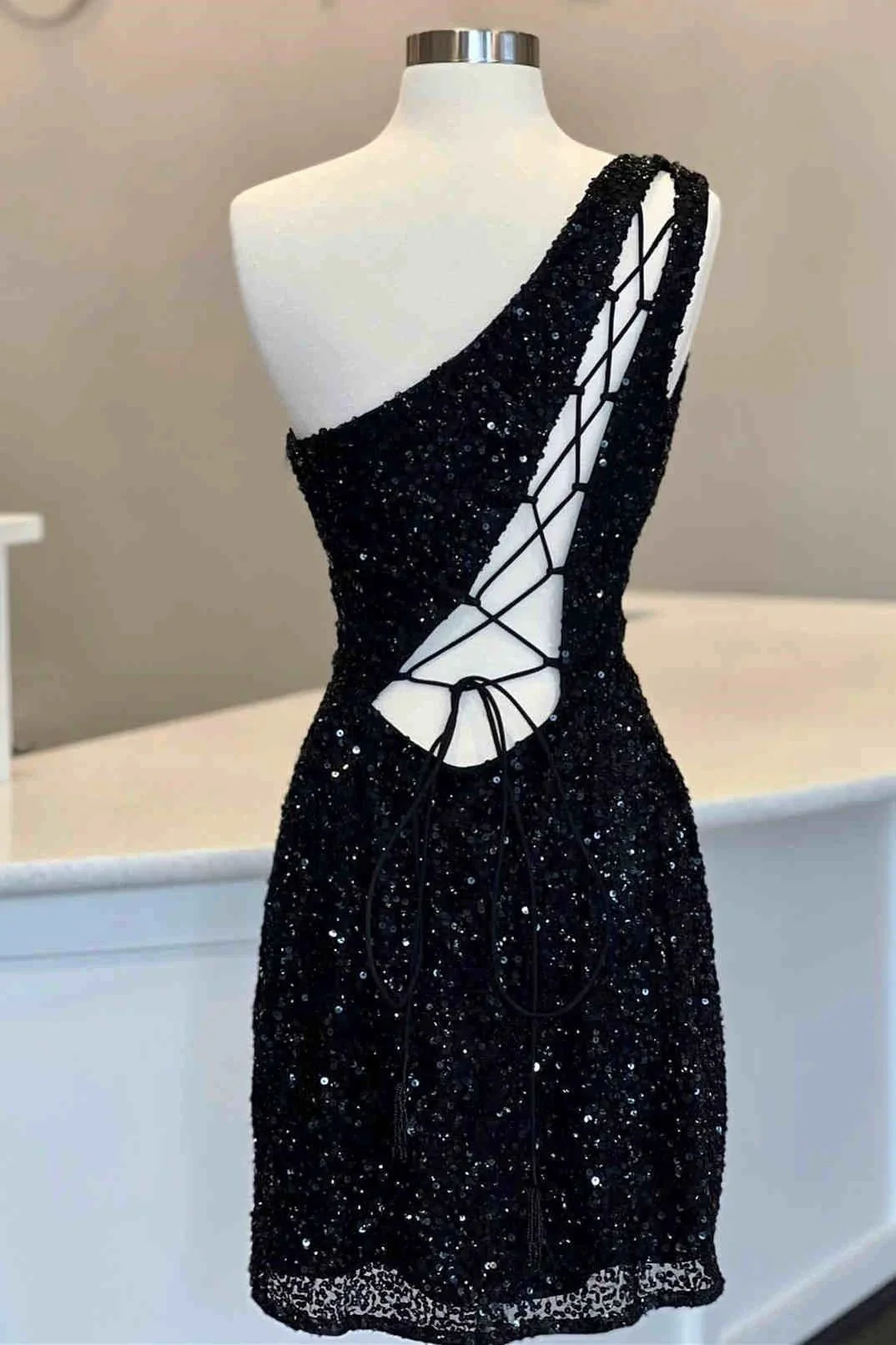 One Shoulder Red Short Homecoming Dress SYH23 - Image 5