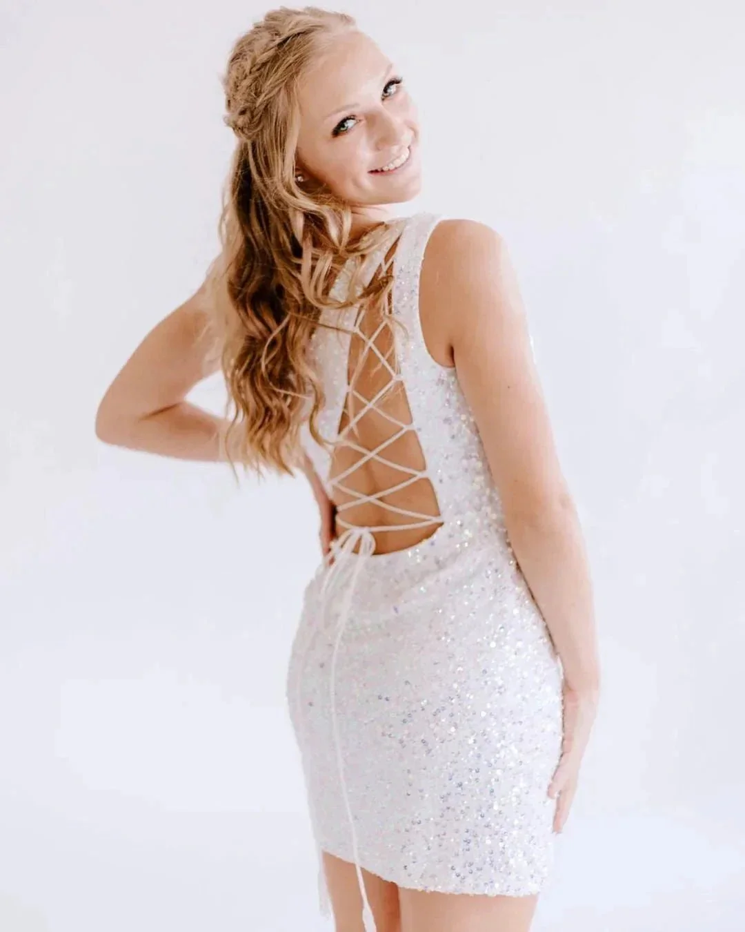 One Shoulder Red Short Homecoming Dress SYH23 - Image 7