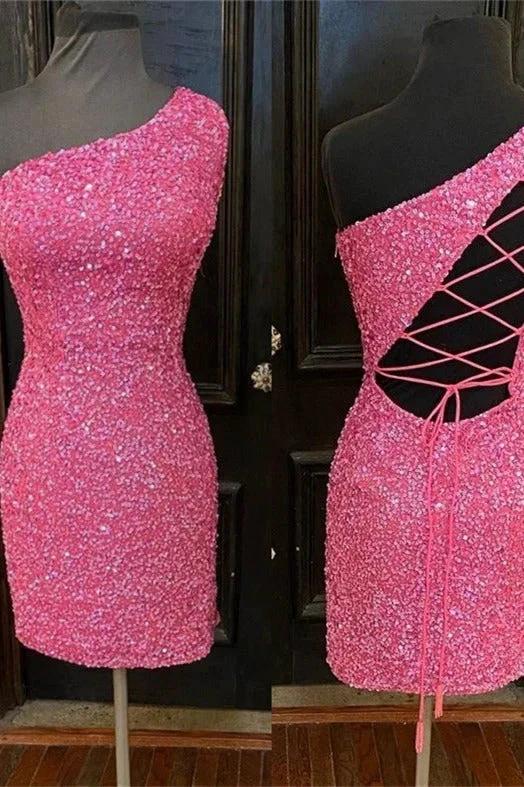 One Shoulder Red Short Homecoming Dress SYH23 - Image 8