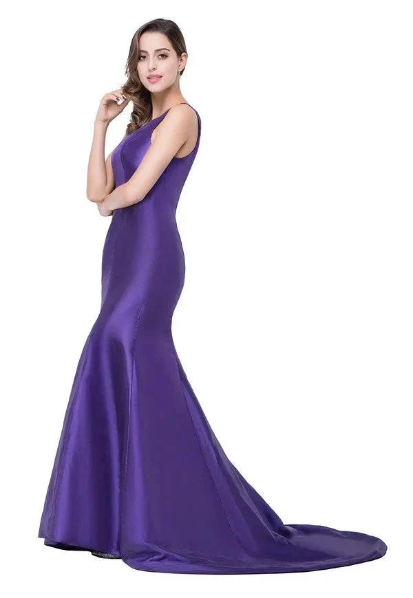 One-shoulder Sweep-length Mermaid Satin Bridesmaid Dresses - Image 6