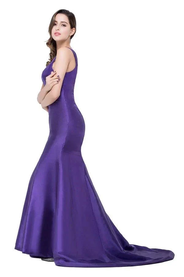 One-shoulder Sweep-length Mermaid Satin Bridesmaid Dresses - Image 8