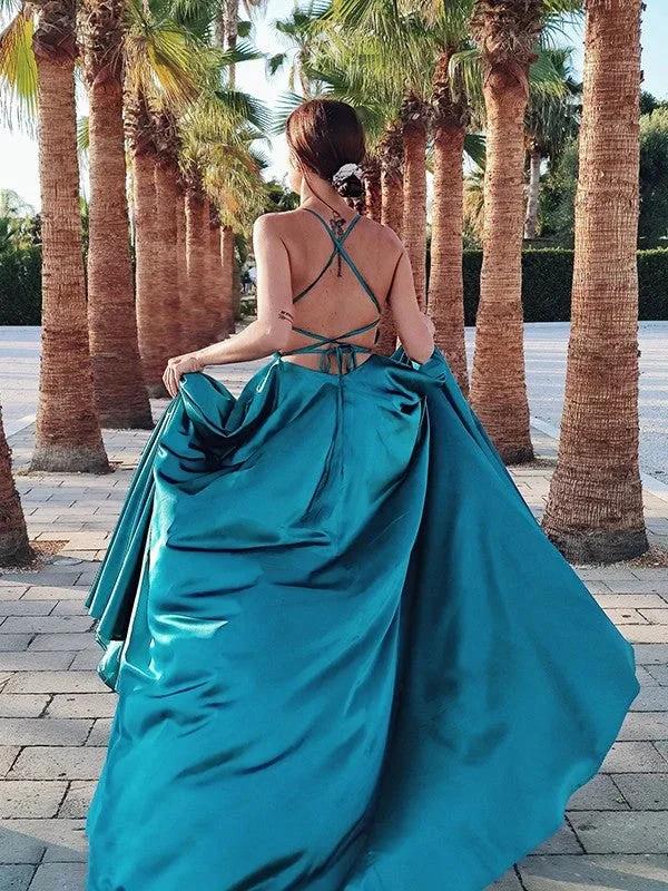 Open Back Split Front Spaghetti Straps Long Prom Dress - Image 2