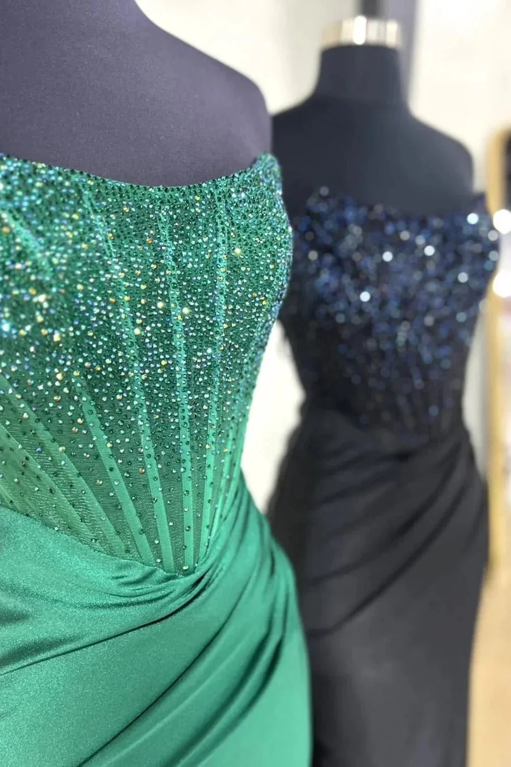 Opheliate | Strapless Mermaid Beaded Long Prom Dress With Slit - Image 2