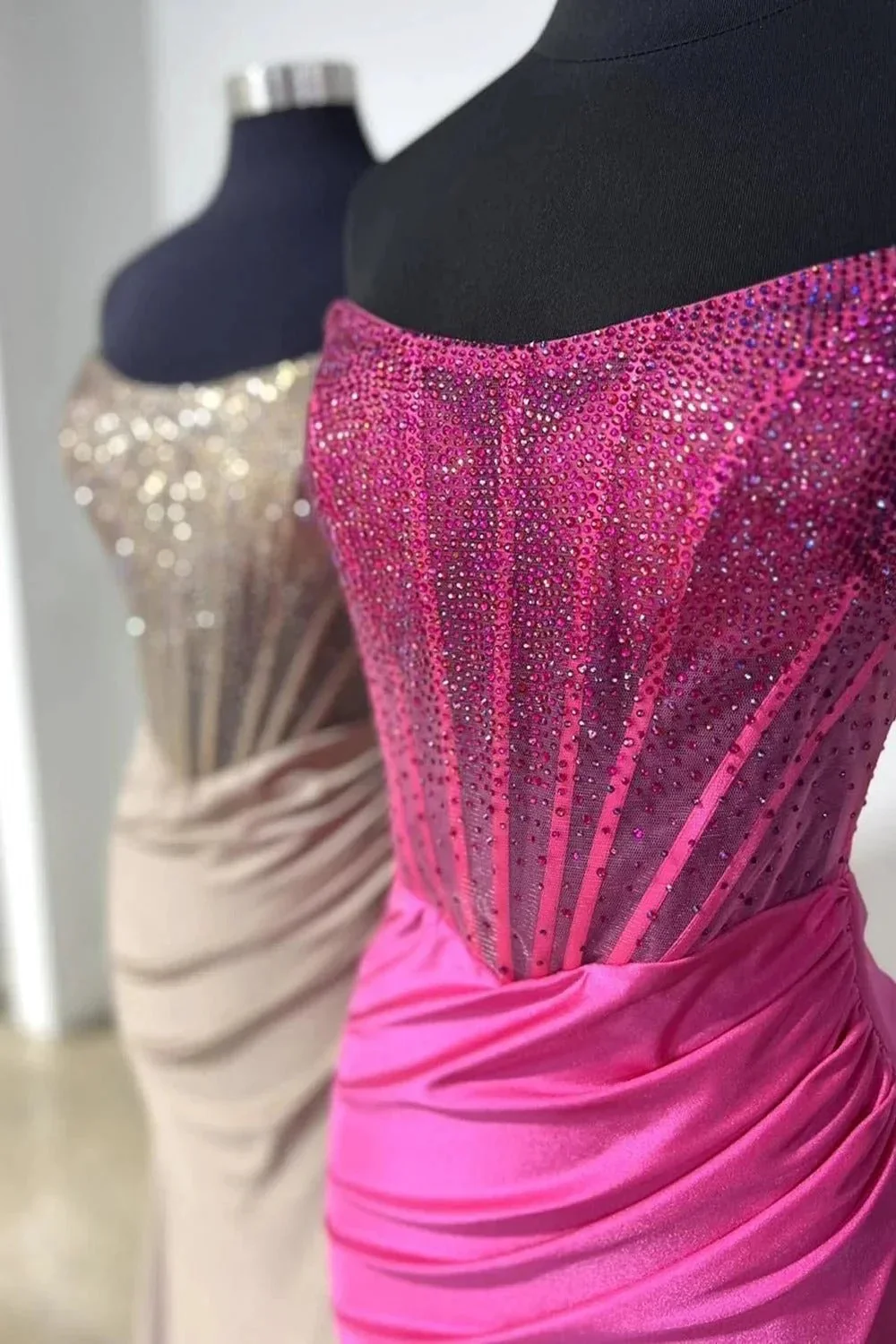 Opheliate | Strapless Mermaid Beaded Long Prom Dress With Slit - Image 3
