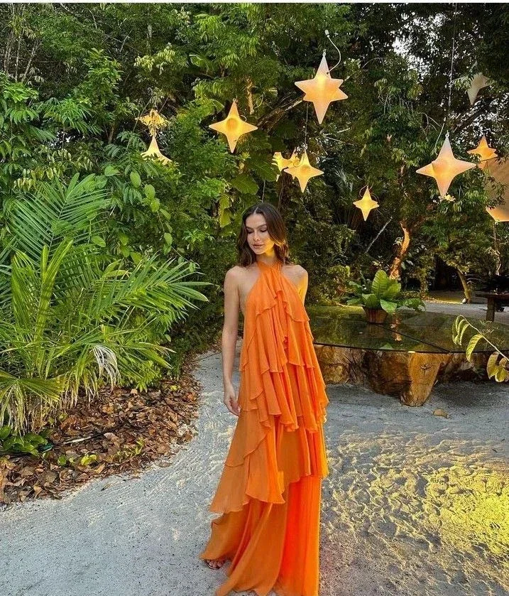 Orange layers prom dress Evening Gown Party Dress Y4735 - Image 2