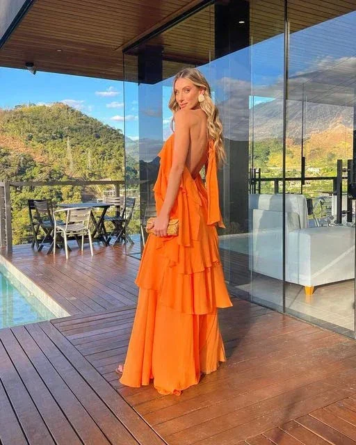 Orange layers prom dress Evening Gown Party Dress Y4735 - Image 3