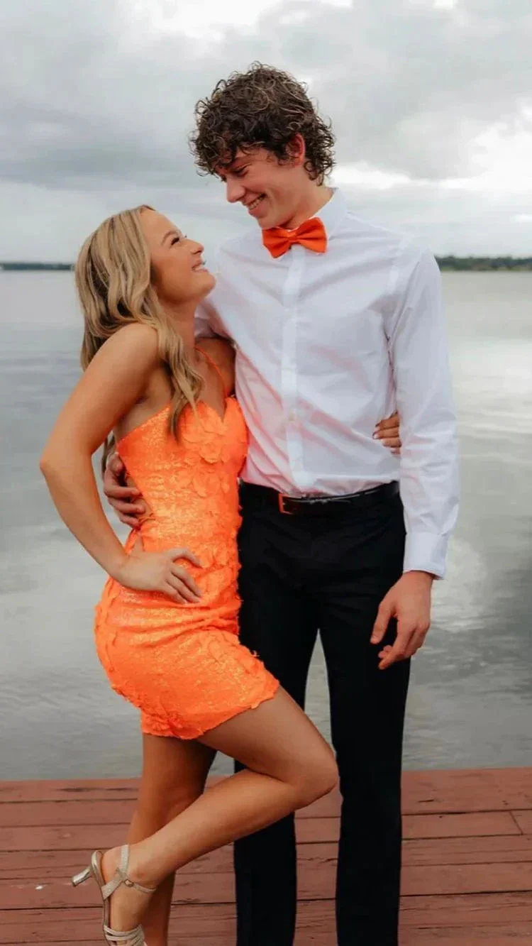 Orange Sequins Dress Orange Homecoming Dress Party Dress Y2260 - Image 3