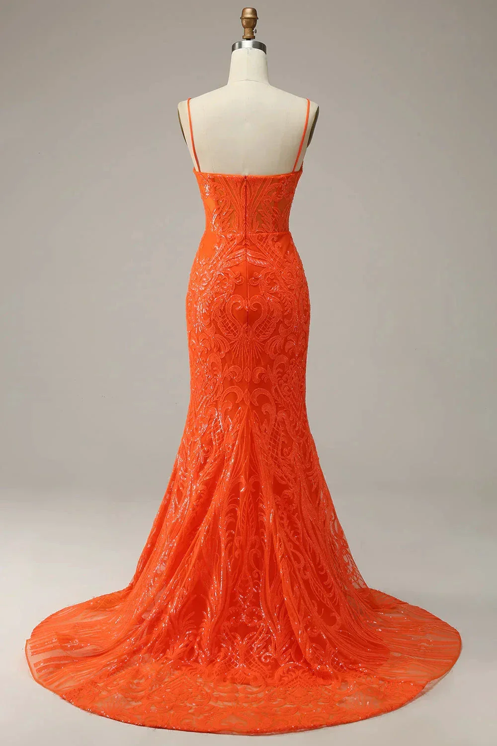 Orange Spaghetti Straps Mermaid Prom Dress,Charming Evening Dress Y1760 - Image 2