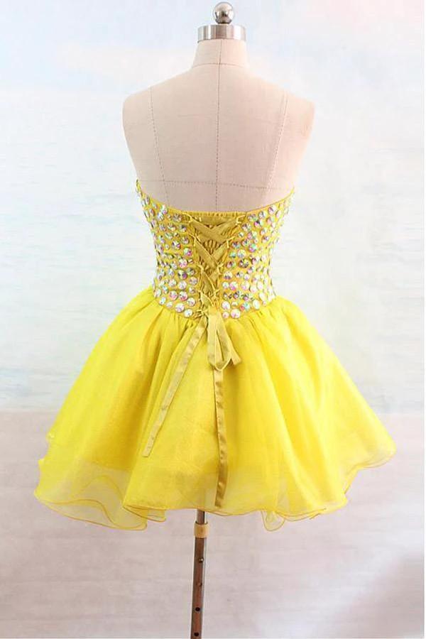 Organza Sweetheart Yellow Homecoming Dresses With Beading PG132 - Image 2