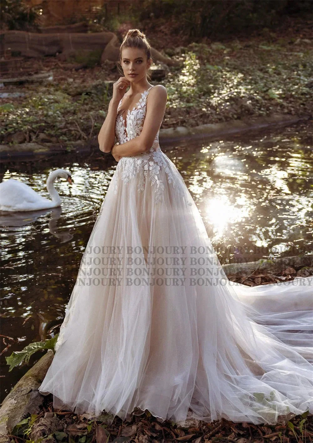 Pastrol Wedding Dress V-neck Tank Sleeveless 2023 For Women Bridal Vestidos De Noiva Custom Made Appliques Formal - Image 2