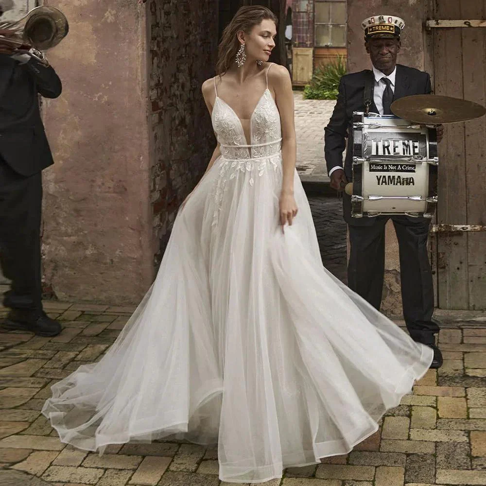 Pastrol Wedding Dress V-neck Tank Sleeveless 2023 For Women Bridal Vestidos De Noiva Custom Made Appliques Formal - Image 4