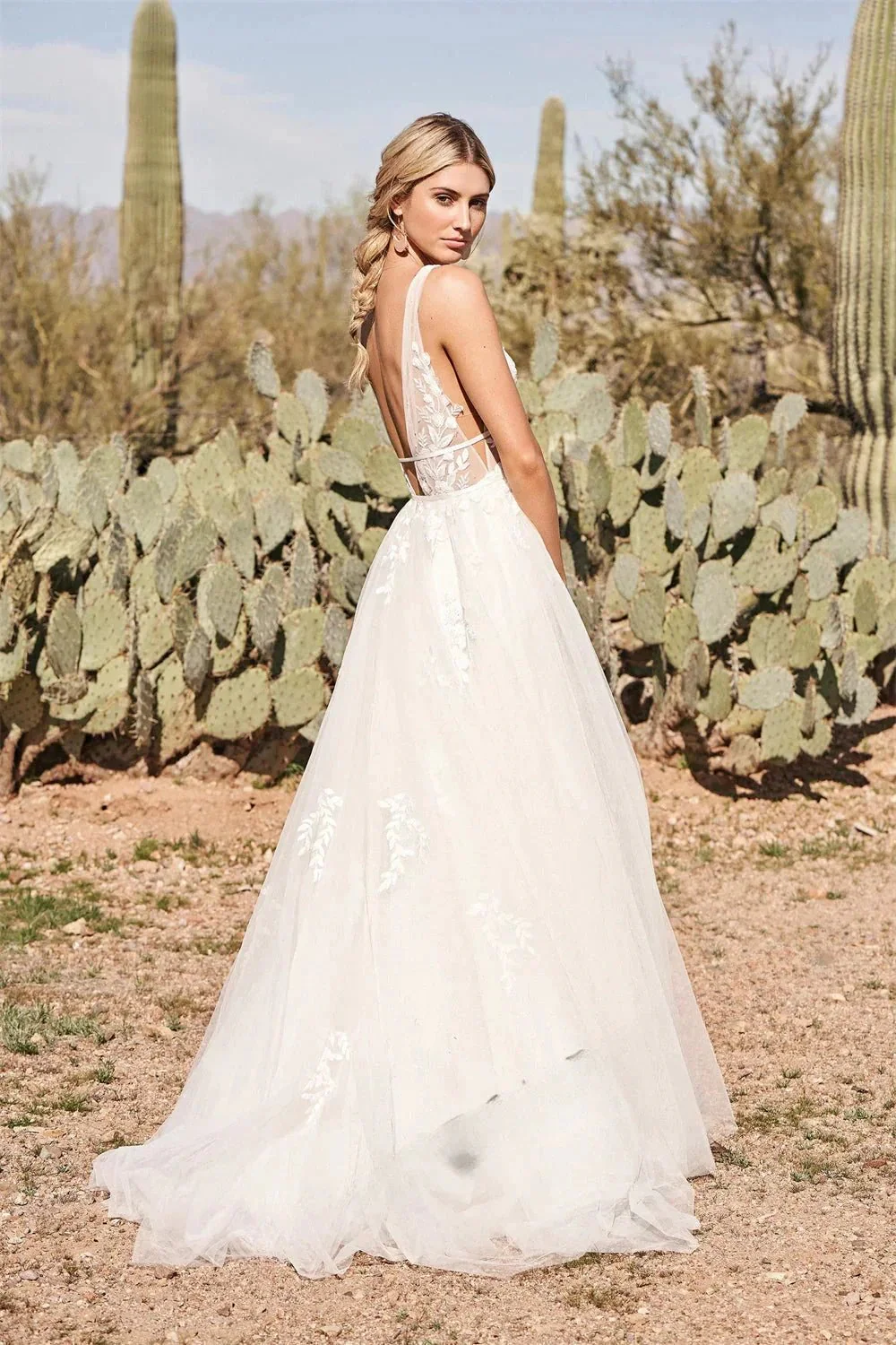 Pastrol  Wedding Dresses V-neck Backless Tulle For Women 2023 Bride A-LINE Appliques Vestidos De Novia Made To Order - Image 3