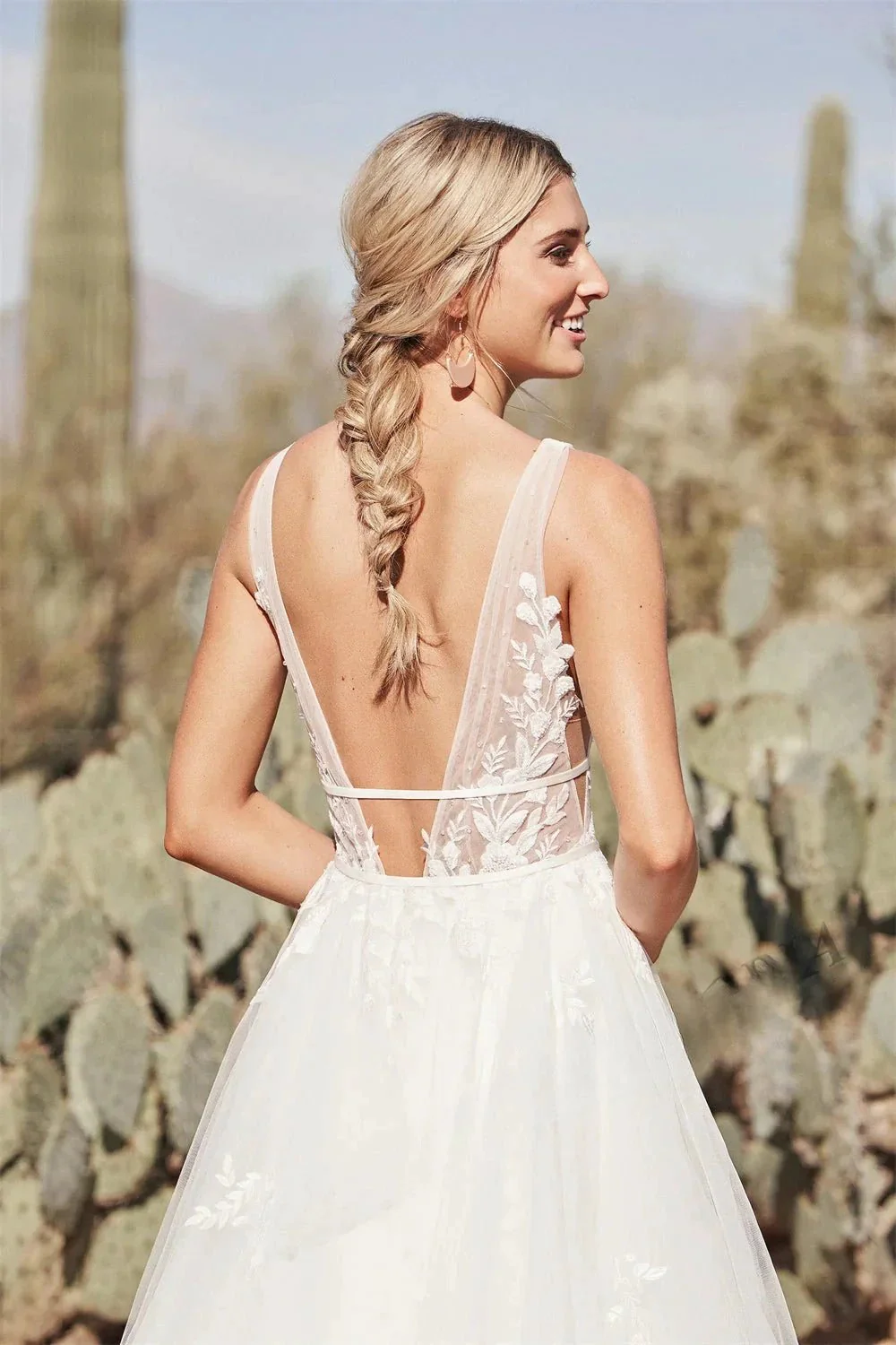 Pastrol  Wedding Dresses V-neck Backless Tulle For Women 2023 Bride A-LINE Appliques Vestidos De Novia Made To Order - Image 5