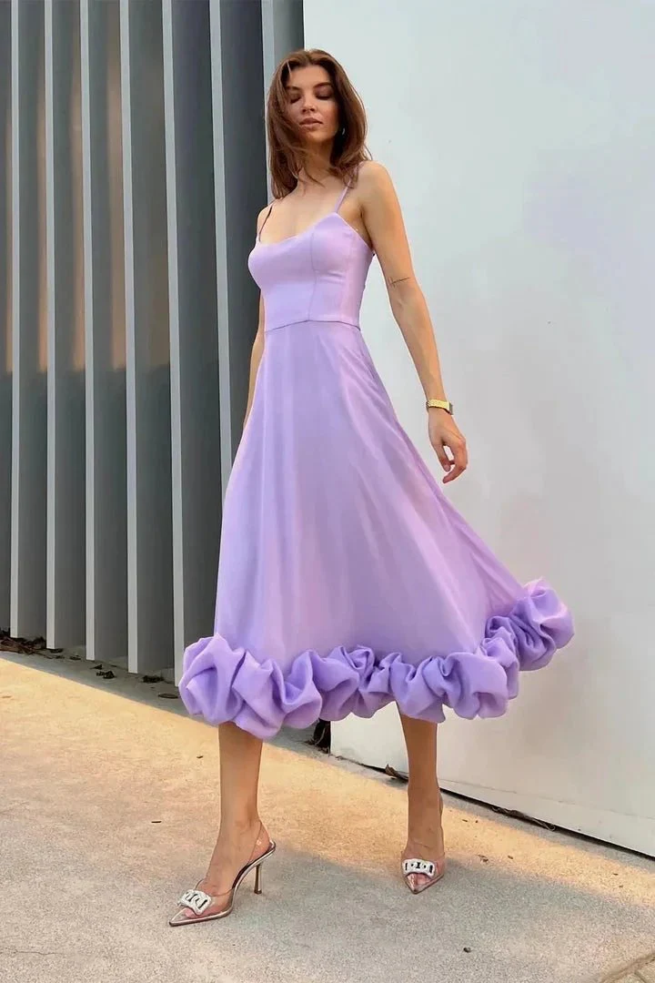 Percival | A Line Satin White Long Prom Dresses with Ruffles - Image 7