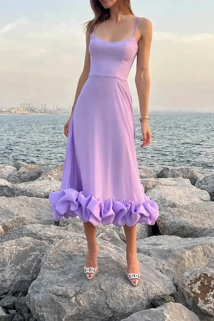 Percival | A Line Satin White Long Prom Dresses with Ruffles - Image 8