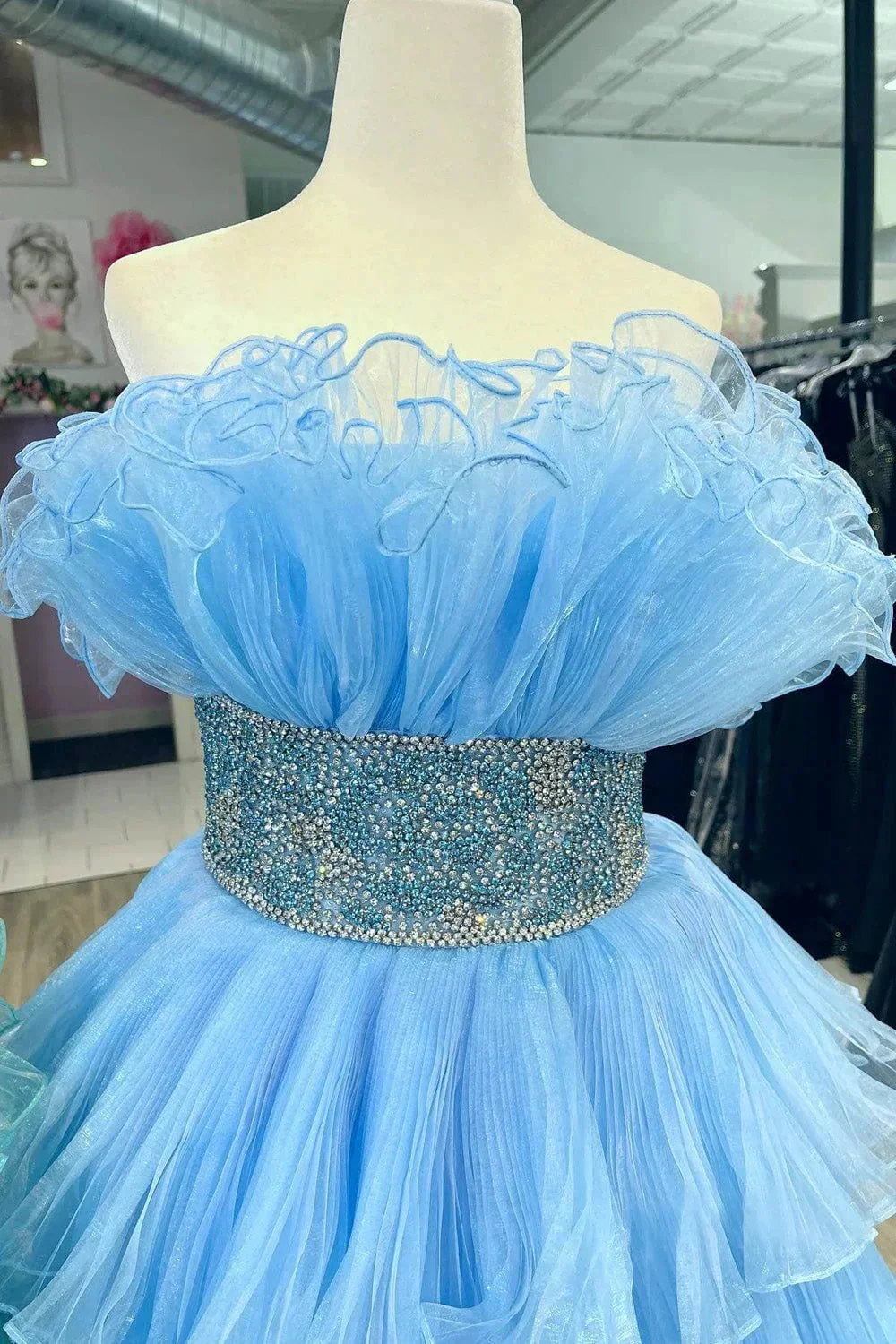 Peyton | A Line Strapless Long Prom Dress with Ruffles - Image 4