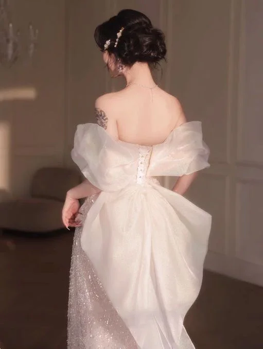 Pink A-Line Off-Shoulder Tulle Sequins Beaded Long Prom Dress Formal Evening Dress Y8050 - Image 8