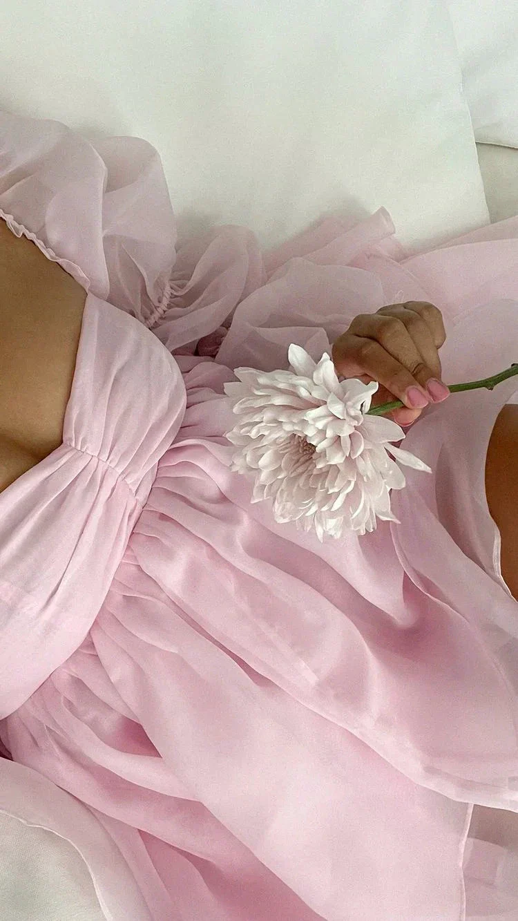 Pink A-line Puffy Dress Pink Homecoming Dress Y2428 - Image 3