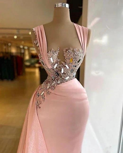 Pink Elegant Long Mermaid Prom Dresses With Glitter - Image 2