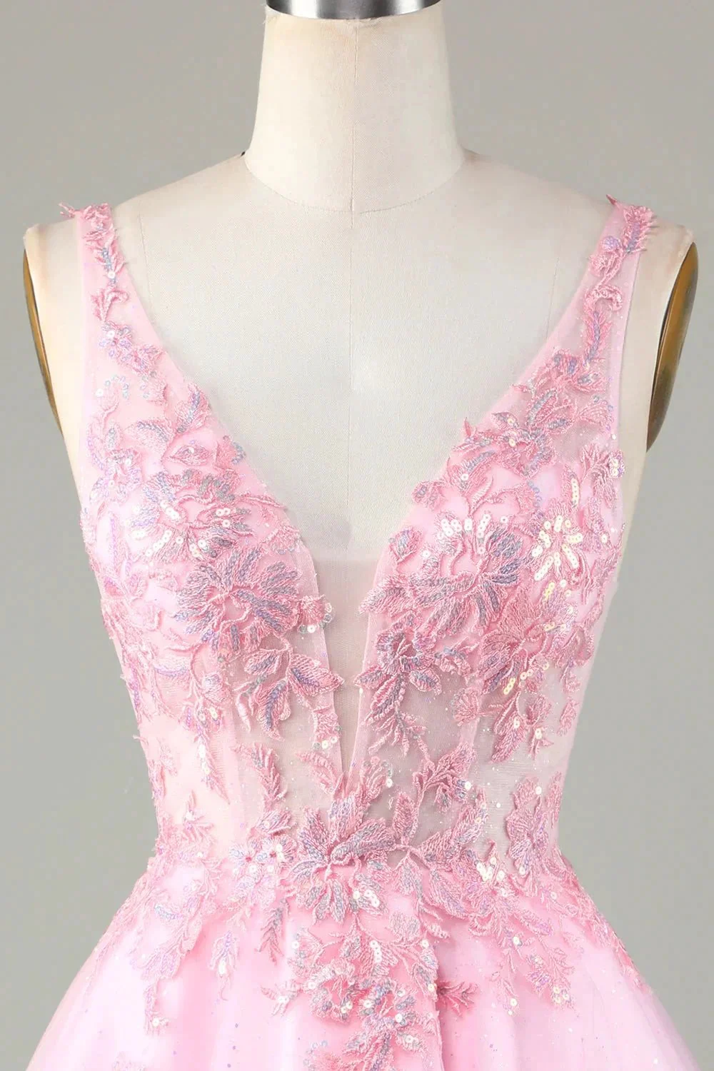 Cute Pink Glitter Sequin Short Backless Homecoming Dress with Appliques - Image 4