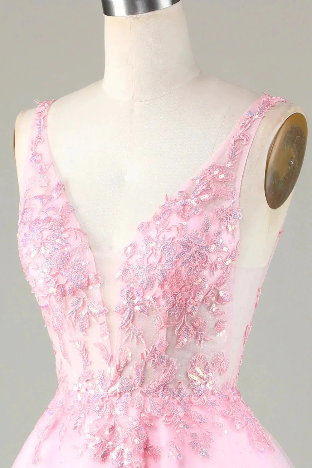 Cute Pink Glitter Sequin Short Backless Homecoming Dress with Appliques - Image 6