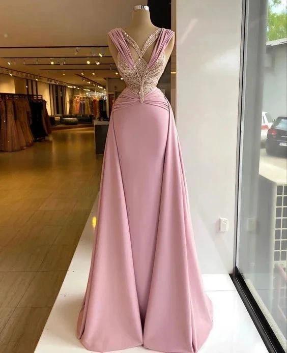 Pink Long Prom Dress Unique Evening Dress Y521 - Image 2