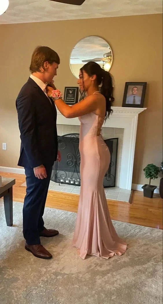 Pink Mermaid Floor Length Prom Dress Pretty Prom Dress Classic Evening Dress  Y647 - Image 2