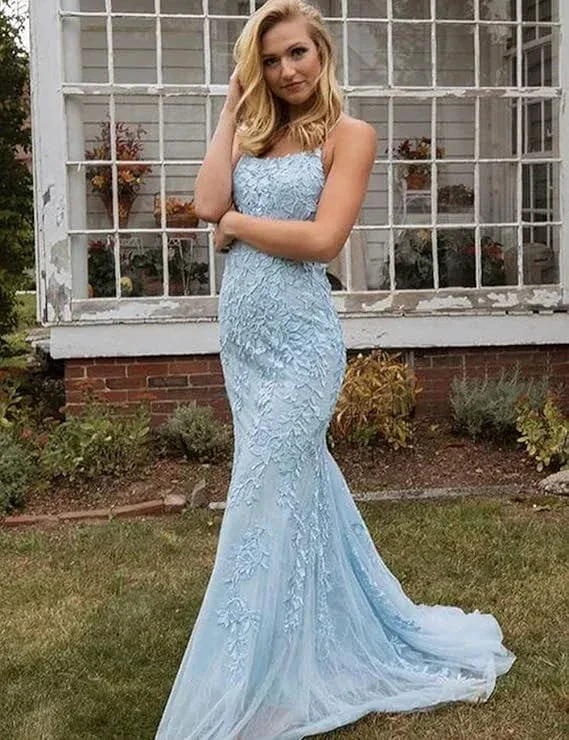 Pink Mermaid Lace Tulle Prom Dress Lace-up Back Evening Dress Y2902 - Image 4
