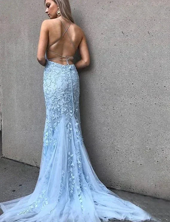 Pink Mermaid Lace Tulle Prom Dress Lace-up Back Evening Dress Y2902 - Image 5