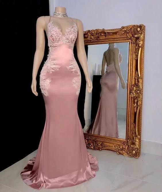 Pink mermaid long prom dress, evening dress Y553 - Image 2