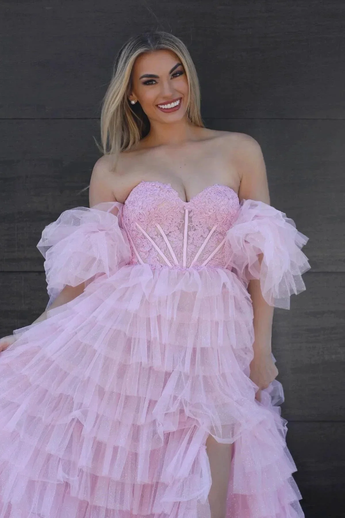 Lilian |A line Sweetheart Glitter Tulle Prom Dress with Slit - Image 2