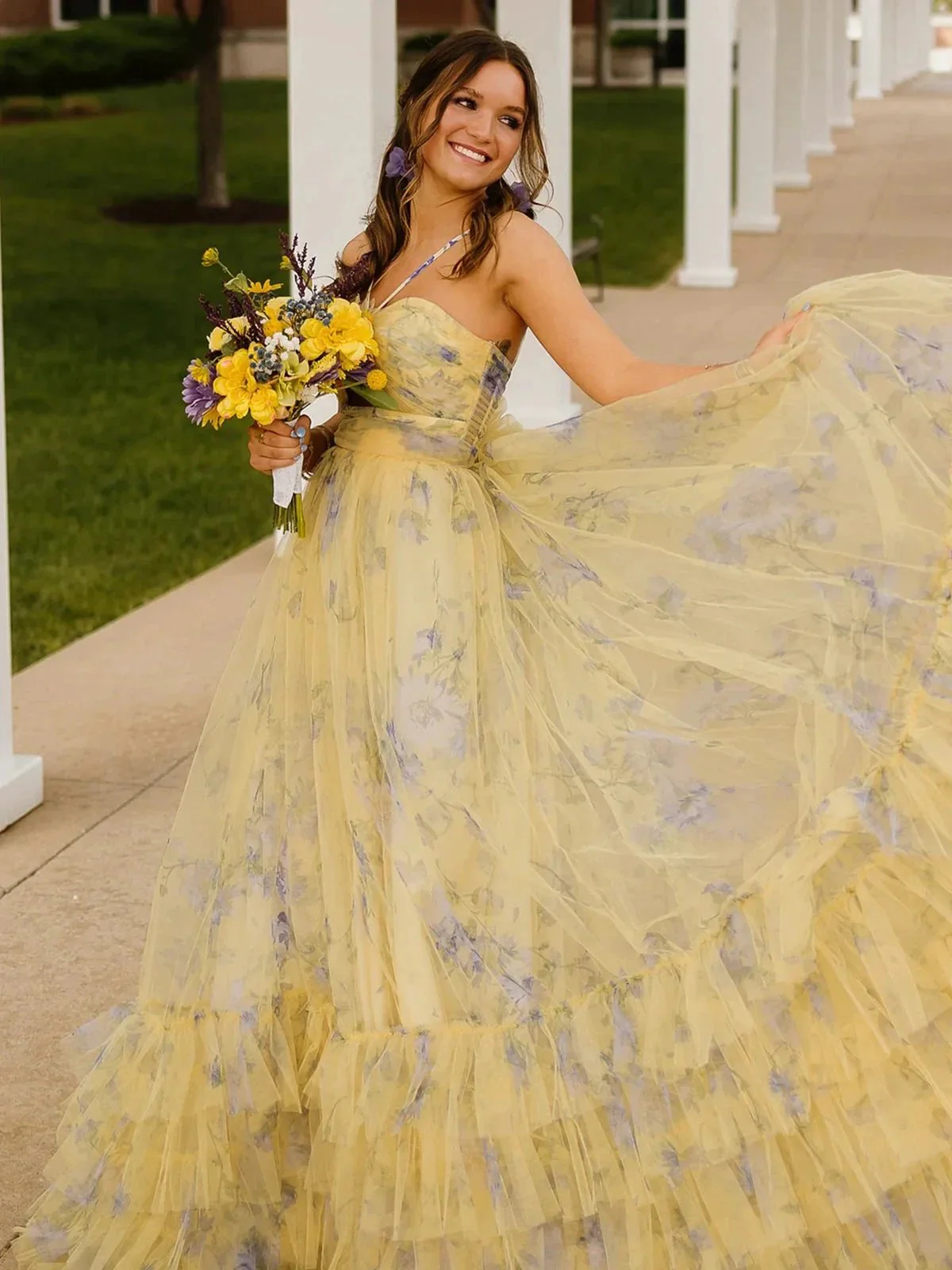 Rita | Pink Print Halter Keyhole A-Line Long Prom Dress - Image 2