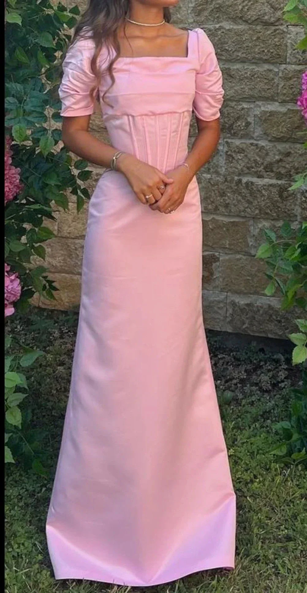 Pink Prom Dresses Women Short Sleeve Formal Party Evening Gown Y4796 - Image 2