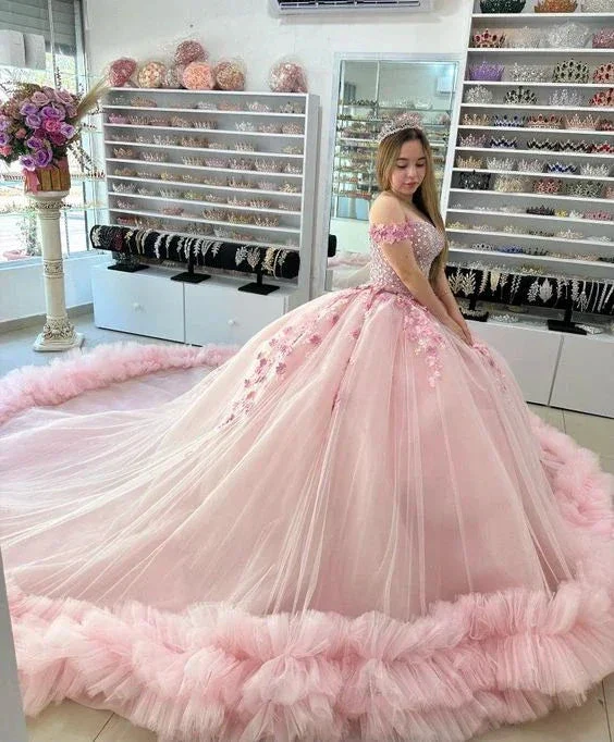 Pink Puffy Quinceanera Dress Ball Gown,Pink Sweet 16 Dress Y6053 - Image 2