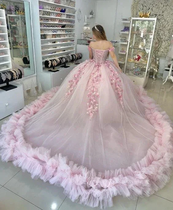 Pink Puffy Quinceanera Dress Ball Gown,Pink Sweet 16 Dress Y6053 - Image 3
