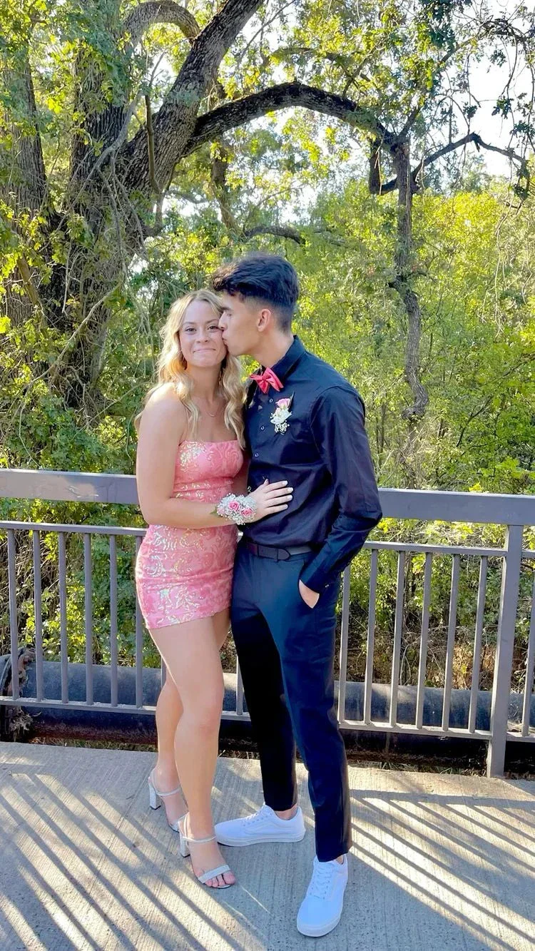 Pink Sequins Homecoming Dress Pink Party Dress Y2244 - Image 2