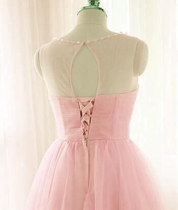 Pink Short Prom Dresses Tulle Party Dresses Pink Homecoming Dresses PD115 - Image 3