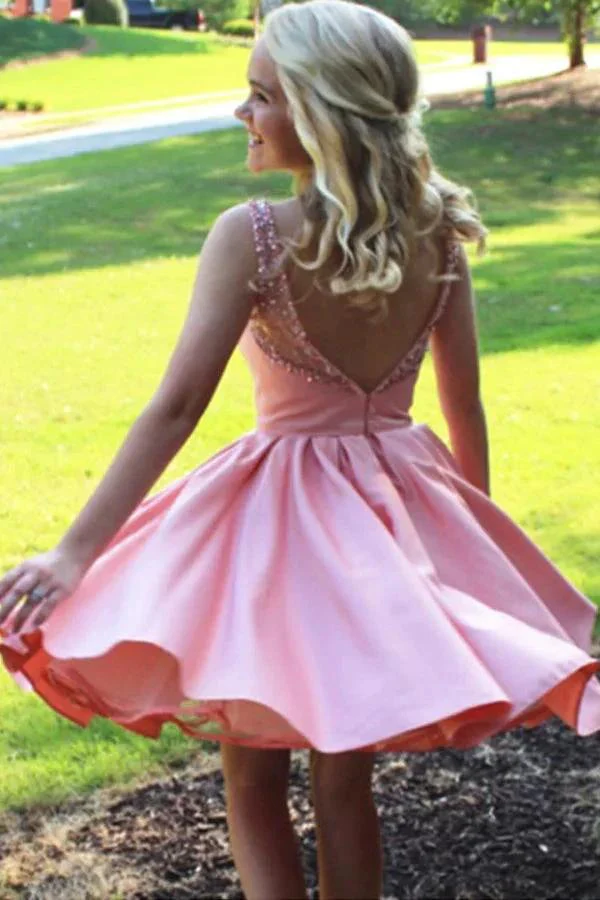 Sleeveless Beading Backless Short Prom Dresses - Image 2