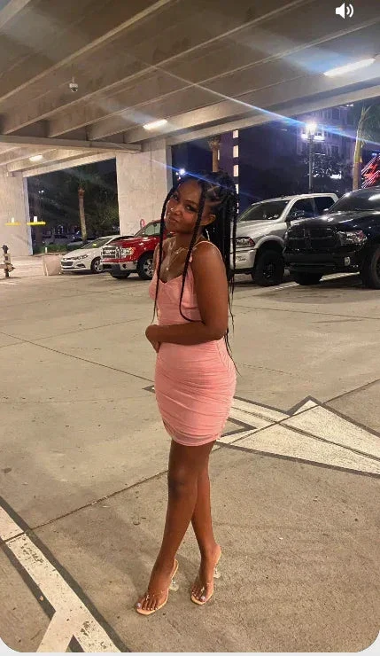Pink Sleeveless Spaghetti Straps Dress Sexy Pink Homecoming Dress Y835 - Image 4