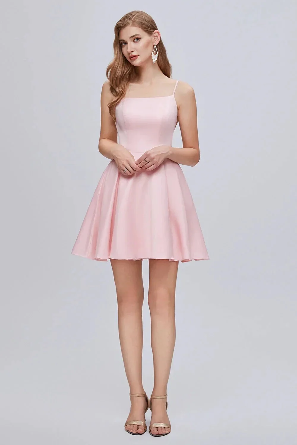 Spaghetti Strap A Line Backless Short Homecoming Dresses - Image 3
