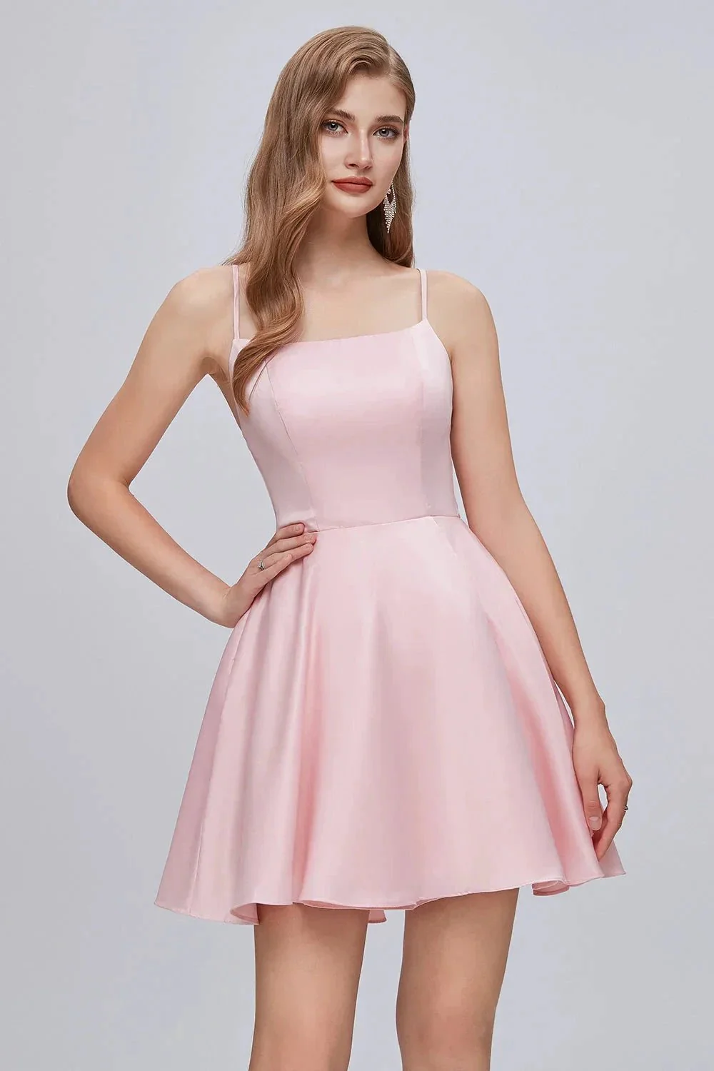 Spaghetti Strap A Line Backless Short Homecoming Dresses - Image 4