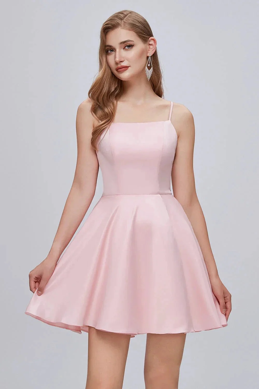 Spaghetti Strap A Line Backless Short Homecoming Dresses - Image 5