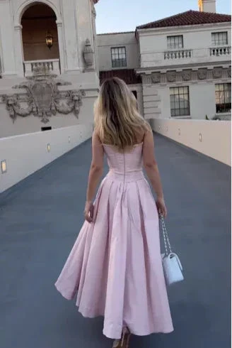 Pink Strapless A Line Long Prom Dress Elegant Evening Dress Brithday Outfits Y7531 - Image 7