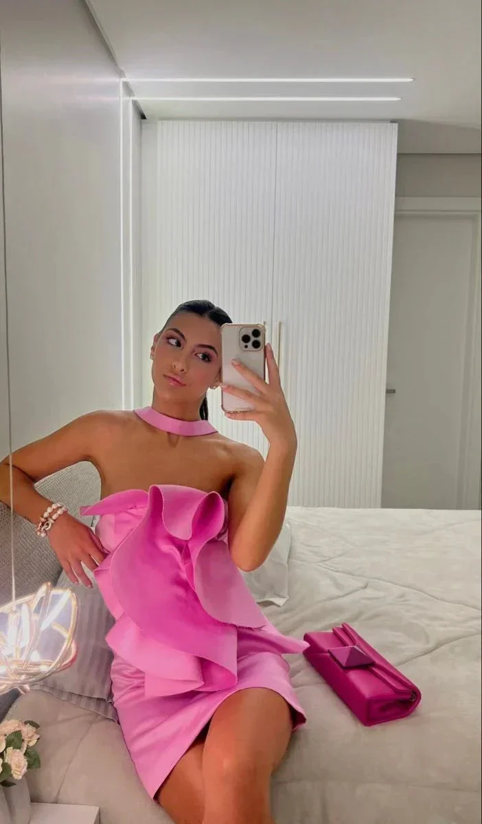 Pink Strapless Homecoming Dress Cute Party Dress Y2206 - Image 2