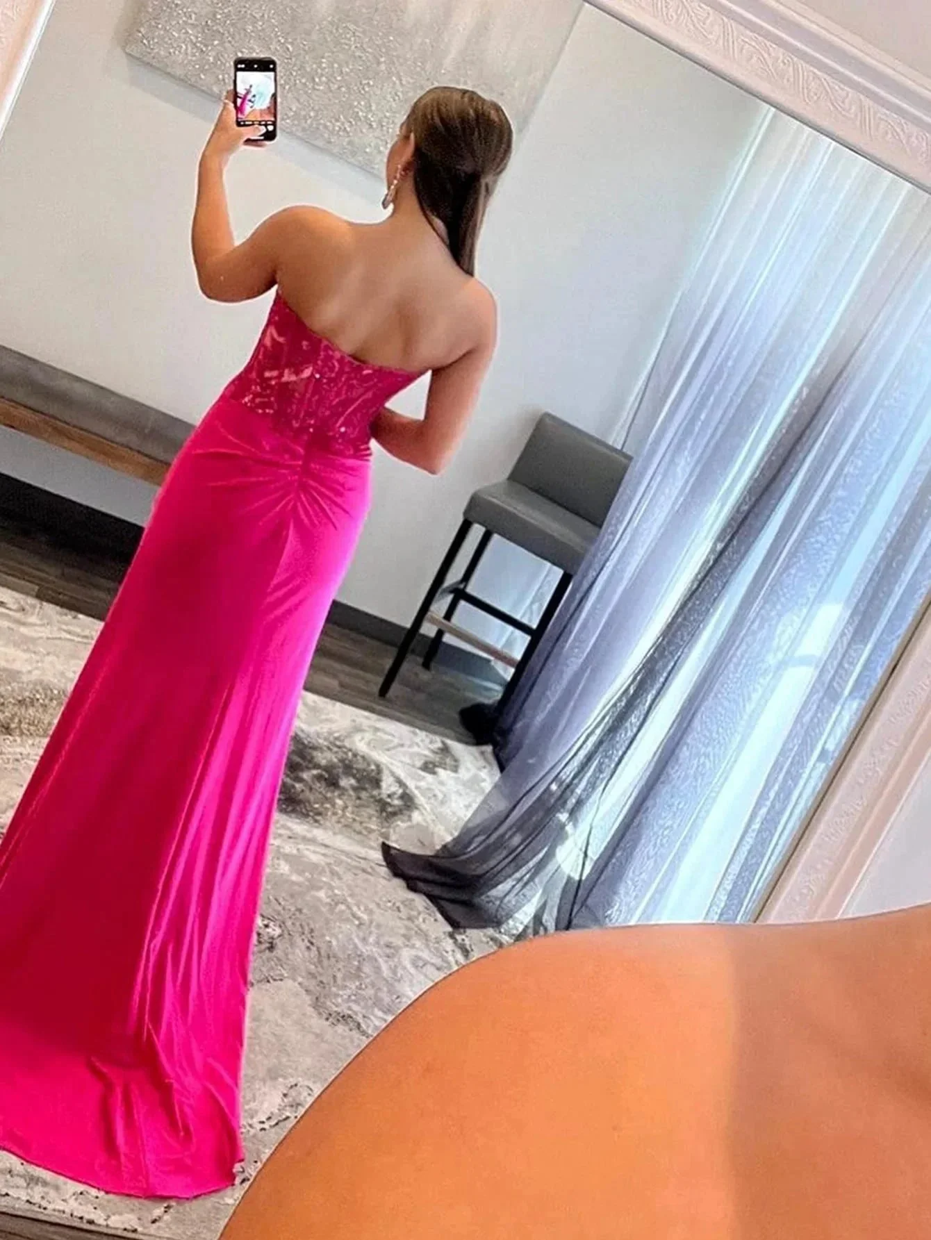 Ember |Sheath Strapless Sweetheart Long Prom Dress with Slit - Image 2